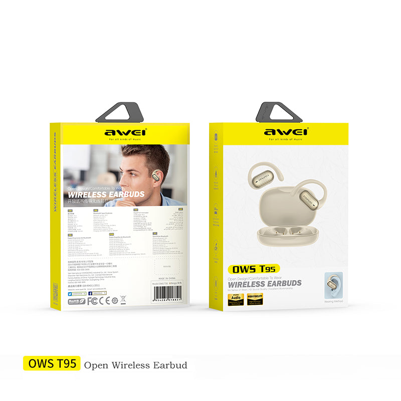 AWEI T95 Earbuds (Open-Ear Hooks,Sports,Stable fit)