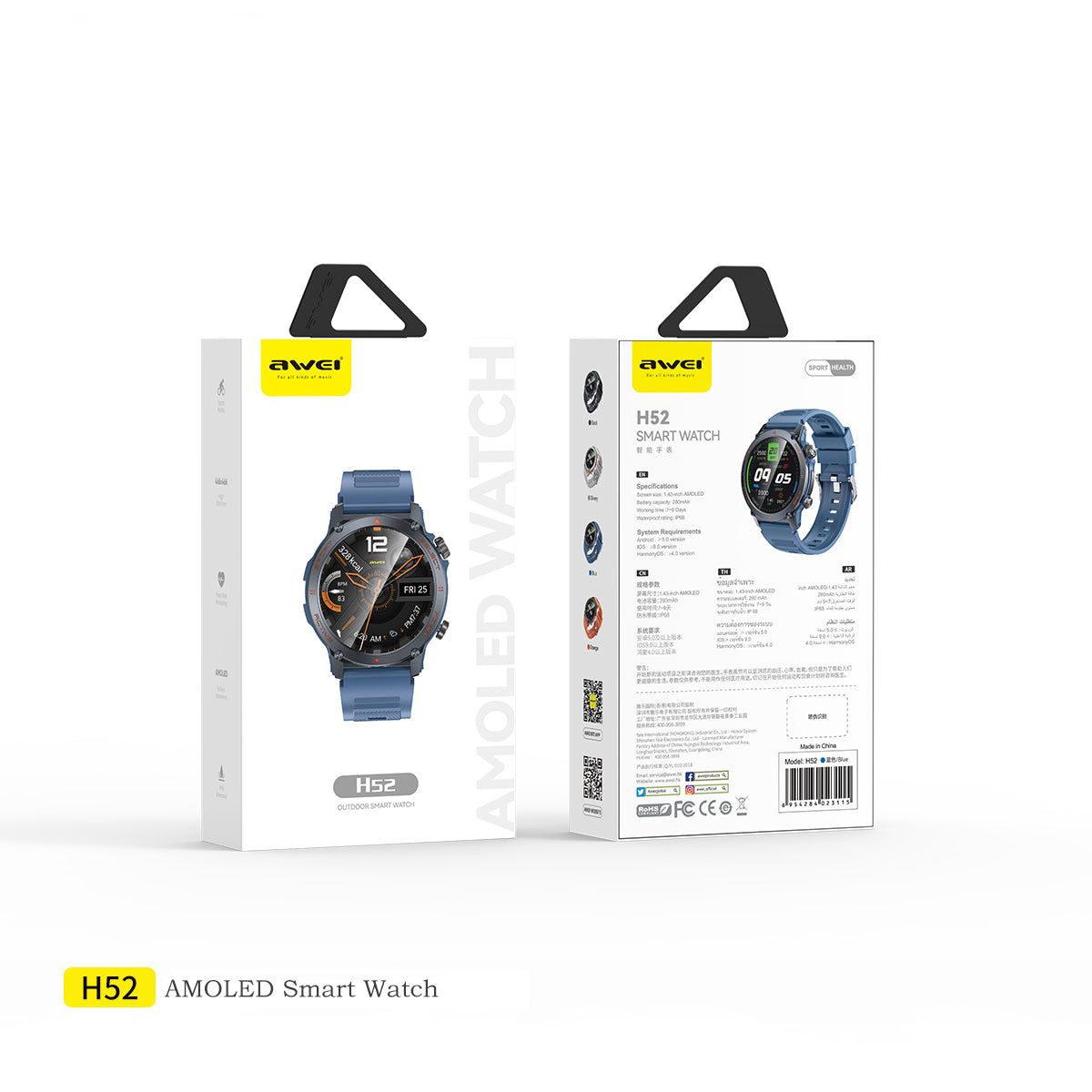 AWEI H52 Smart Watch (Magnetic,Rugged,Long Battery Life,Professional Sports)