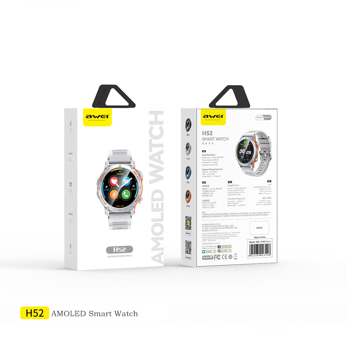 AWEI H52 Smart Watch (Magnetic,Rugged,Long Battery Life,Professional Sports)