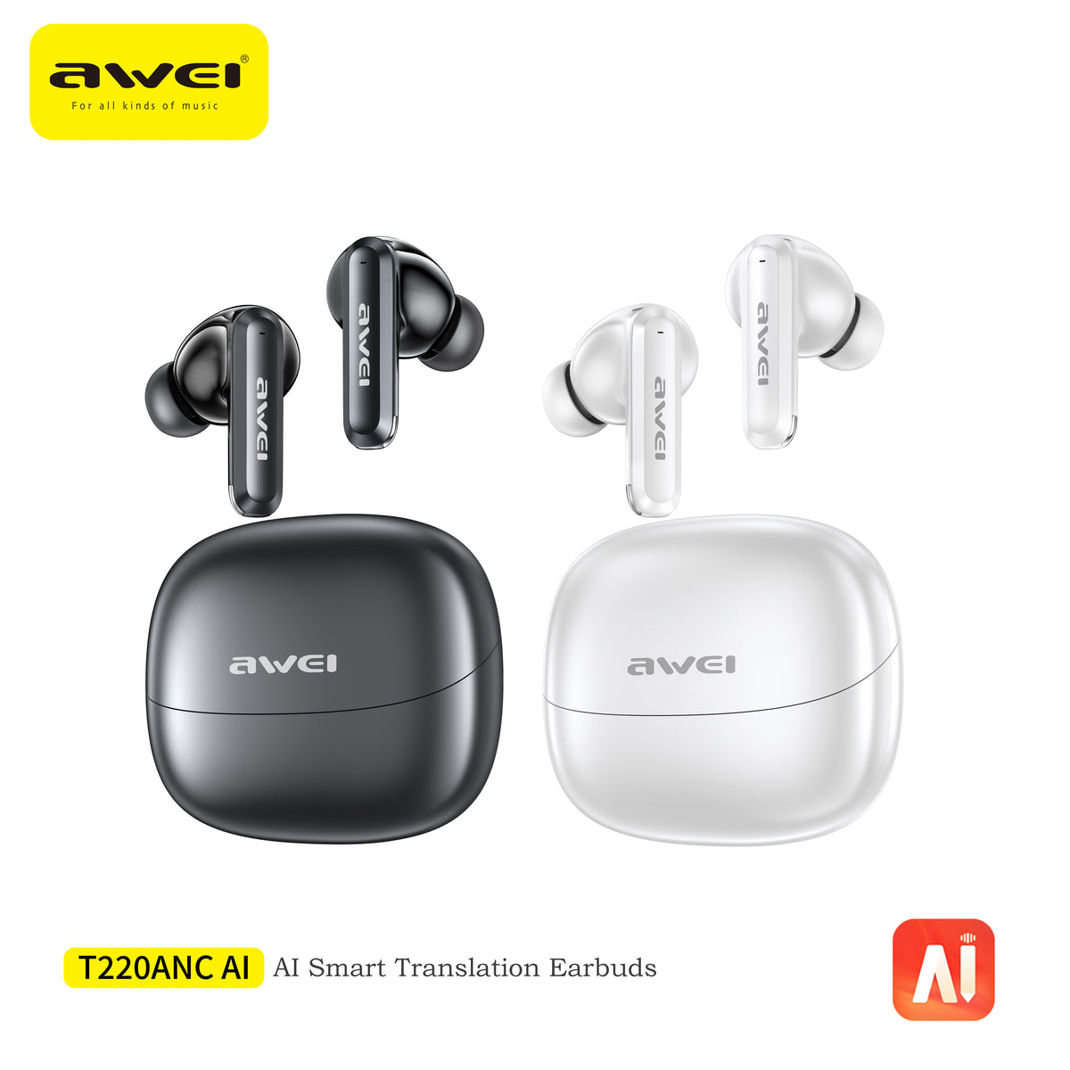 Awei T220 ANC Headset (Al Library,Active Noise Cancellation,Dual-Mode)