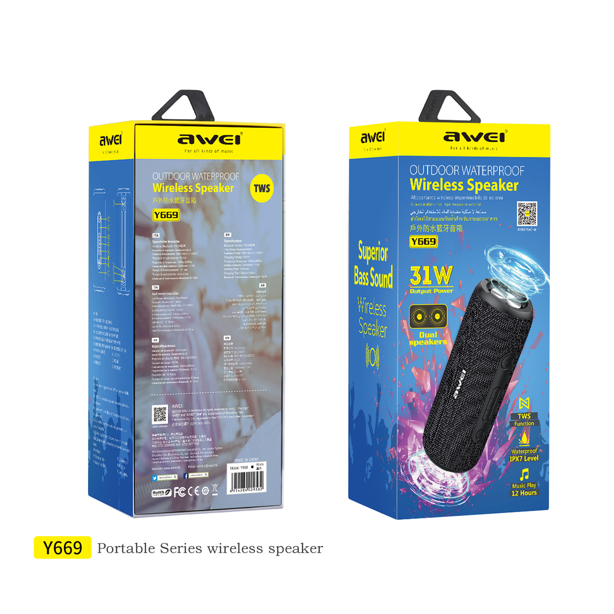 Awei Y669 Speaker (Waterproof Protection, Anti-Drop Outdoor)