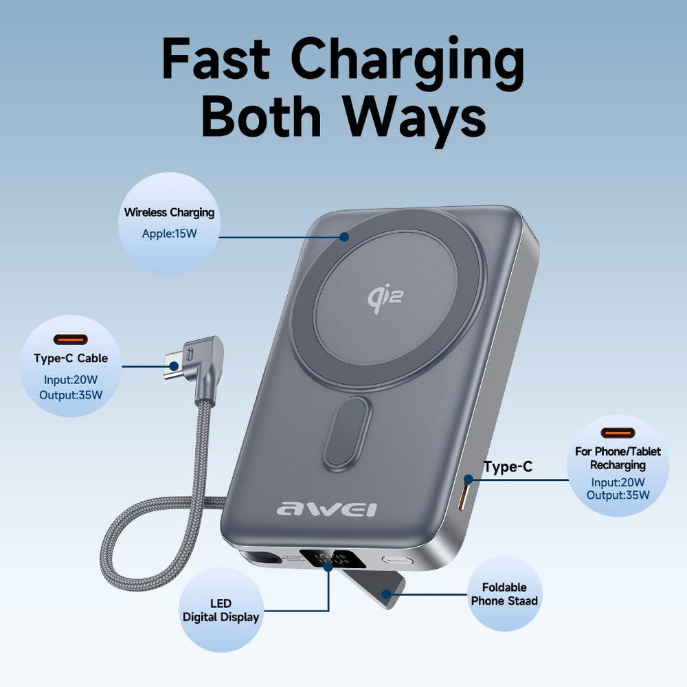 Awei Qi2 35W 10000mAh MagX Magnetic Power Bank